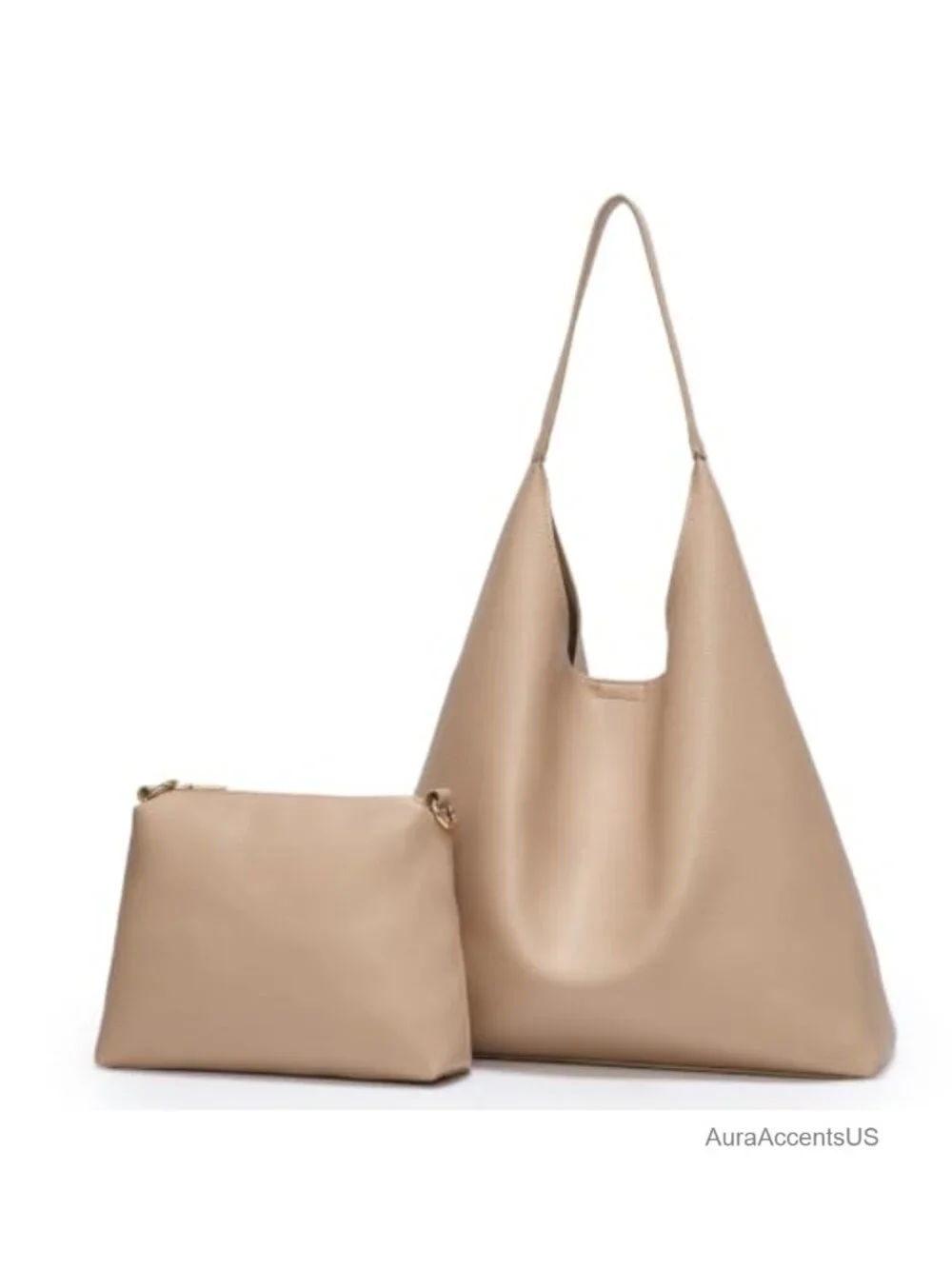 Hobo Tote Bag 2-Piece Set Soft Vegan Leather Slouchy Shoulder Purse for Women